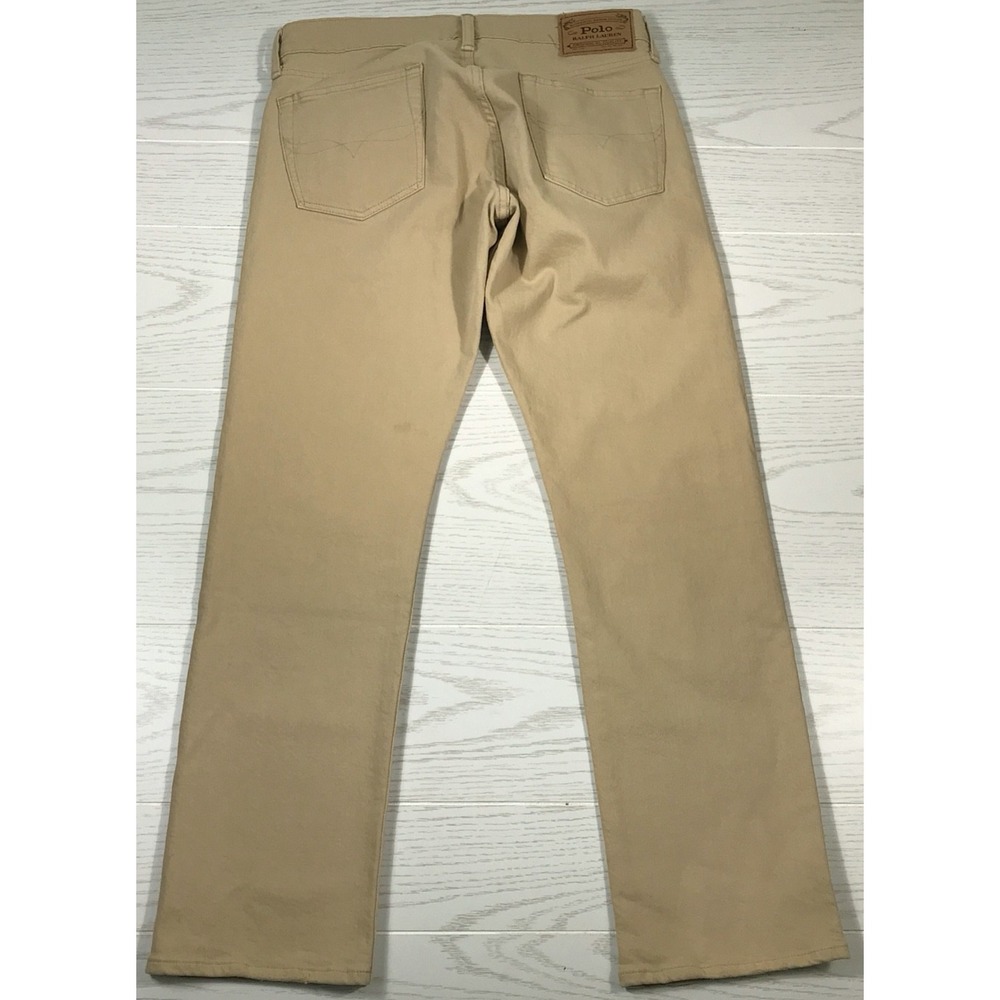 Polo Ralph Lauren Varick Slim Straight Jeans Men 30x30 Beige Cotton Blend Preppy